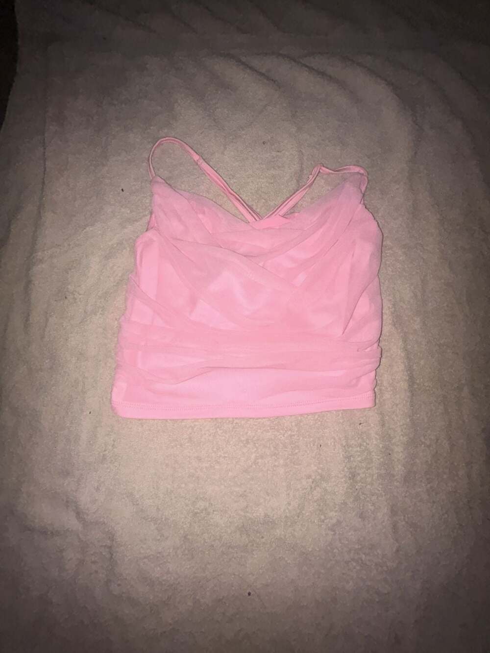 White Fox Boutique Pink Sheer Mesh Ruched Camisole Crop Top
